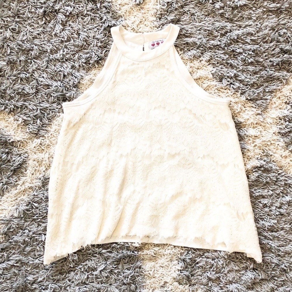 Trixxi cream lace overlay sleeveless top